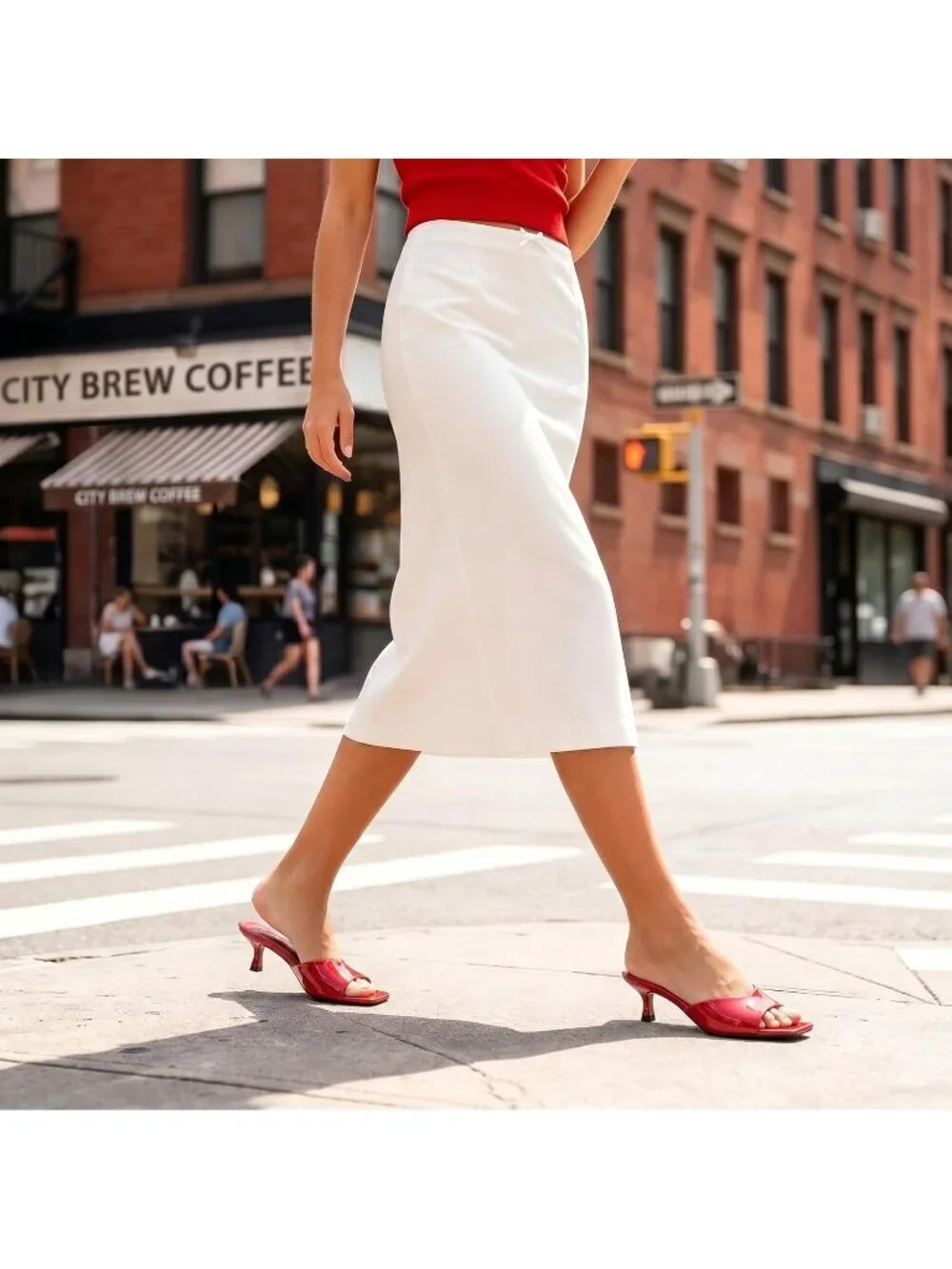 Women's Red Sandals Square Open Toe Low Heels Comfortable Kitten Heels Shoes
